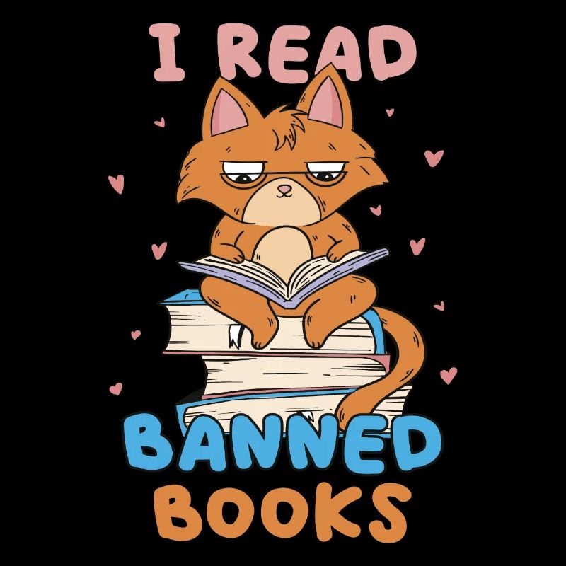 J’ai lu des livres interdits bibliothèque chat