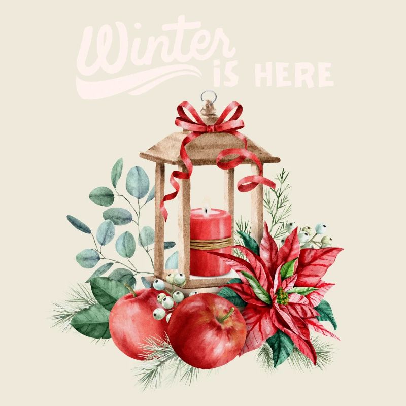 Winter love with candle and apples, winter design