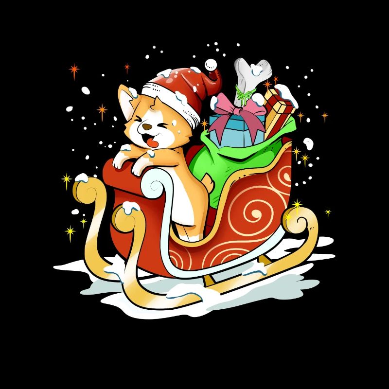 Schlittenfahrt im Schnee - Corgi Weihnachten