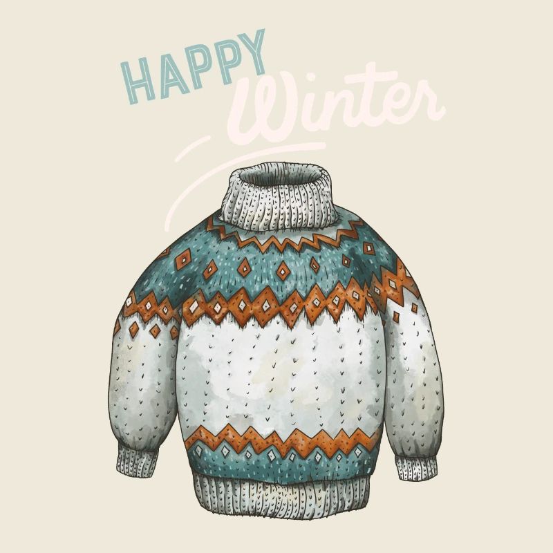 Design d’hiver, pull tricoté Happy-Winter Dicton