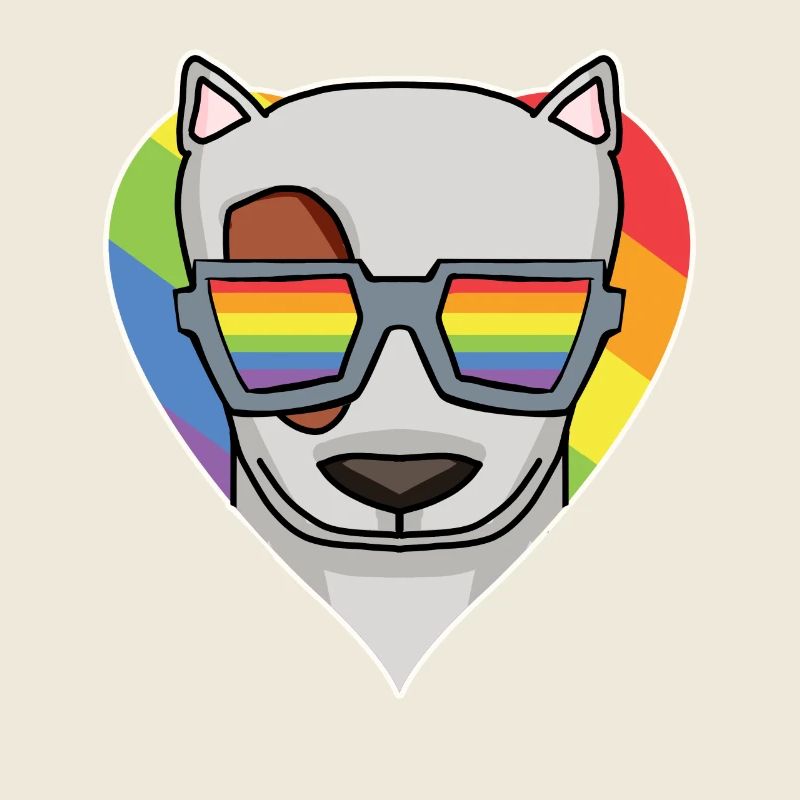 Arc-en-ciel - Chien à lunettes - Bull terrier