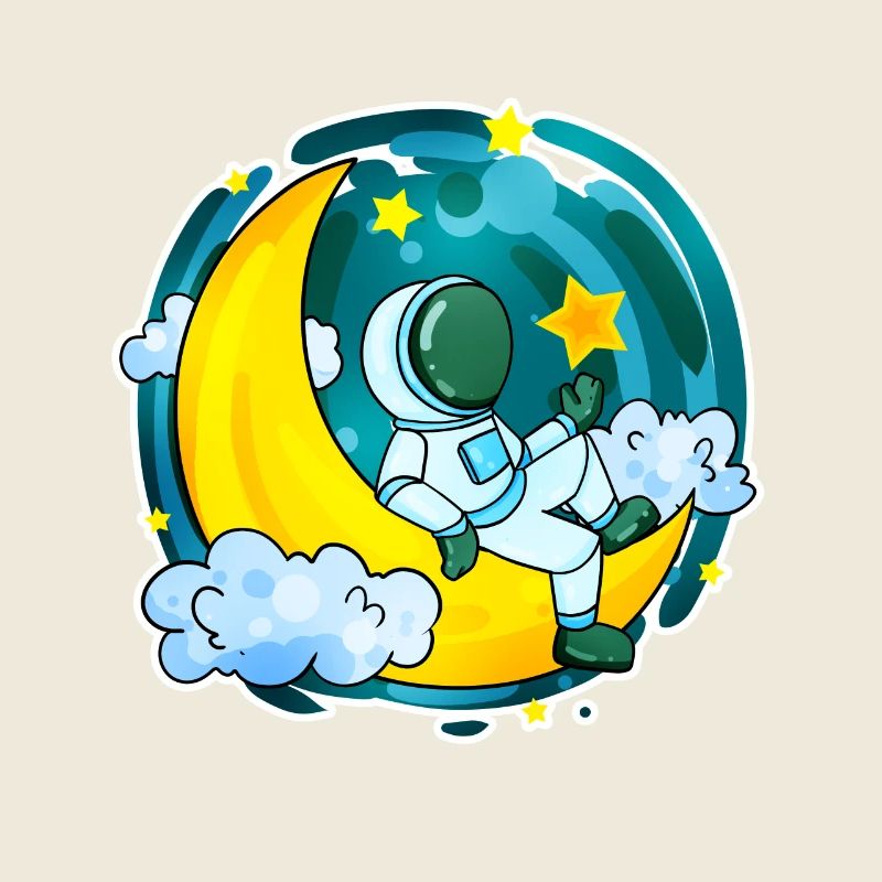 Astronaut Motif Space Moon Crescent