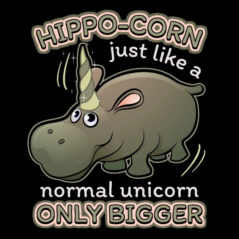 Nilpferd, Flusspferd, Spruch, Einhorn-Unicorn
