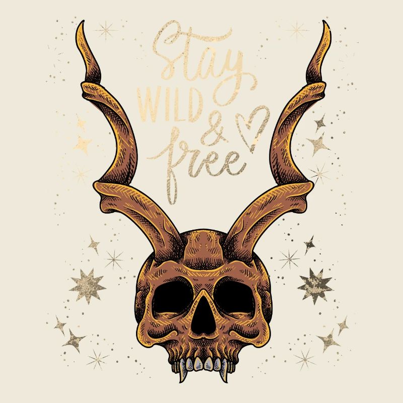 Gehörnter Totenkopf Baphomet Vintage-Skull, Spruch