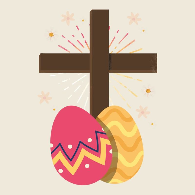 Christianity Cross Jesus Christ Flower Easter Eggs