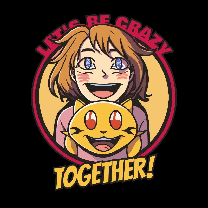 Lachendes Mädchen mit Katze Lustig Bunt