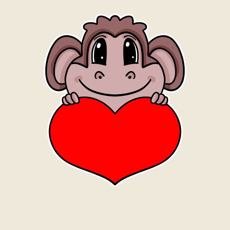 Affe Herz Liebe - Herz Motiv