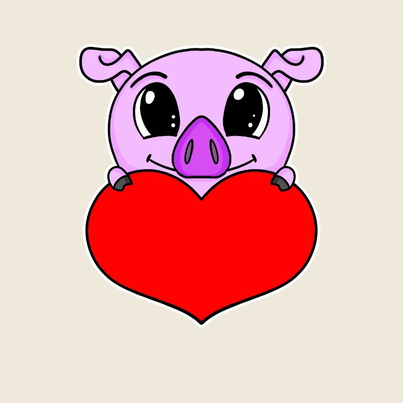Schwein Herz Liebe - Herz Motiv