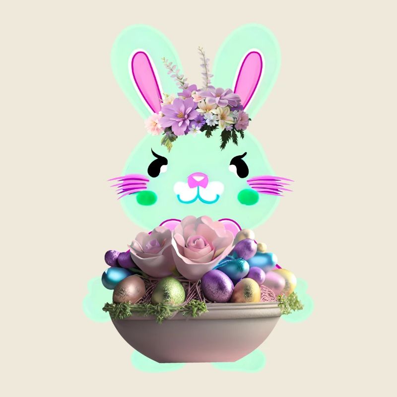süßer Osterhase mit Ostereier