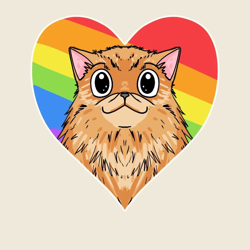 Regenbogen - Katze mit Herz