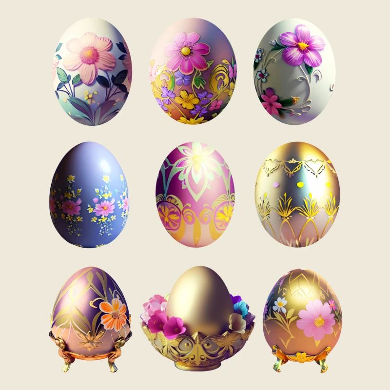 Colorful Easter Eggs Sticker Set