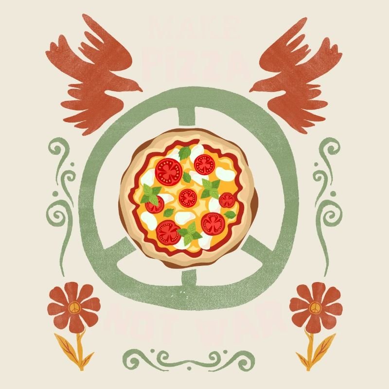 Friedenssymbol Friedenszeichen Pizza-Spruch No-War
