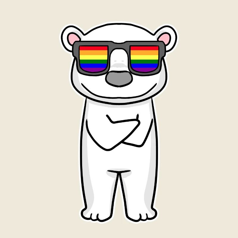 Arc-en-ciel - ours polaire avec lunettes