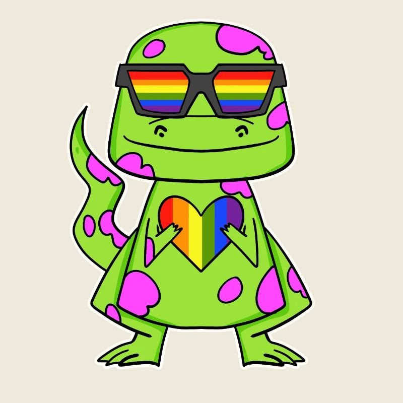 Dino Regenbogen Herz Dinosaurier