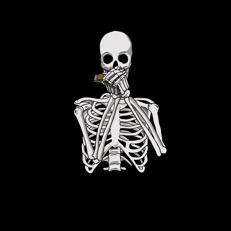 Skeleton joue de l’harmonica