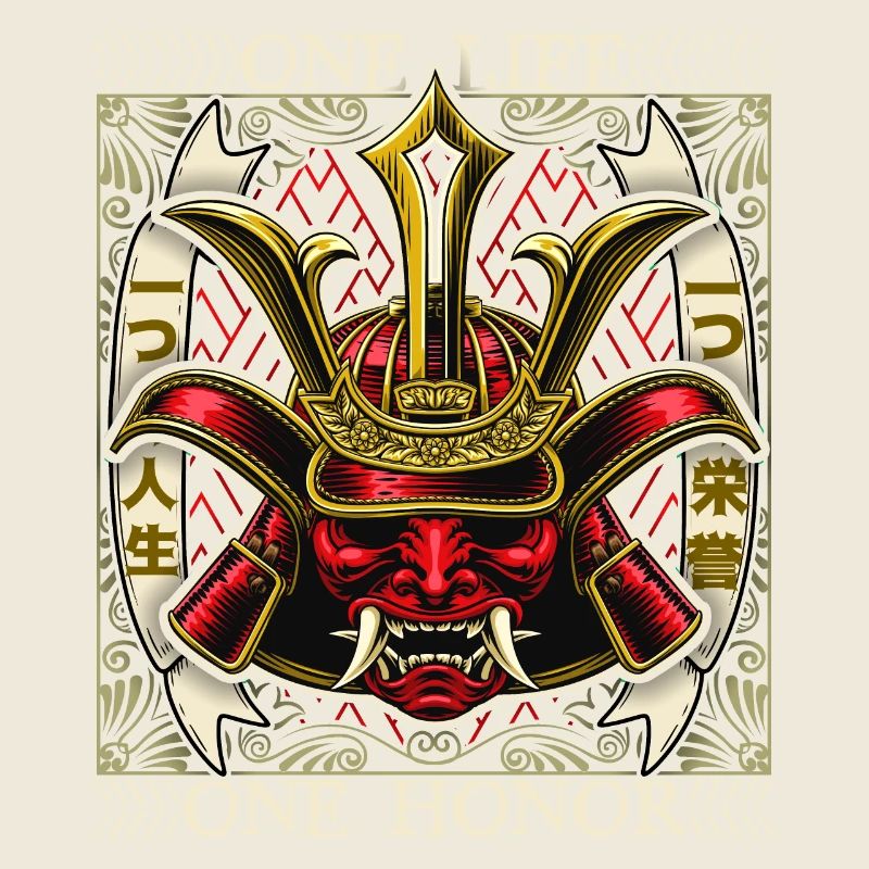 Japanischer Samurai Dämon, Samurai Krieger, Spruch