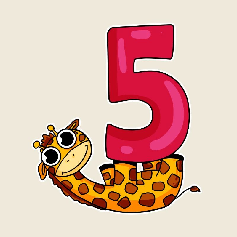5 Birthday Motif Giraffe - Five Years Old