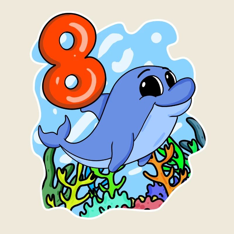 8ème anniversaire Motif Dolphin - huit ans