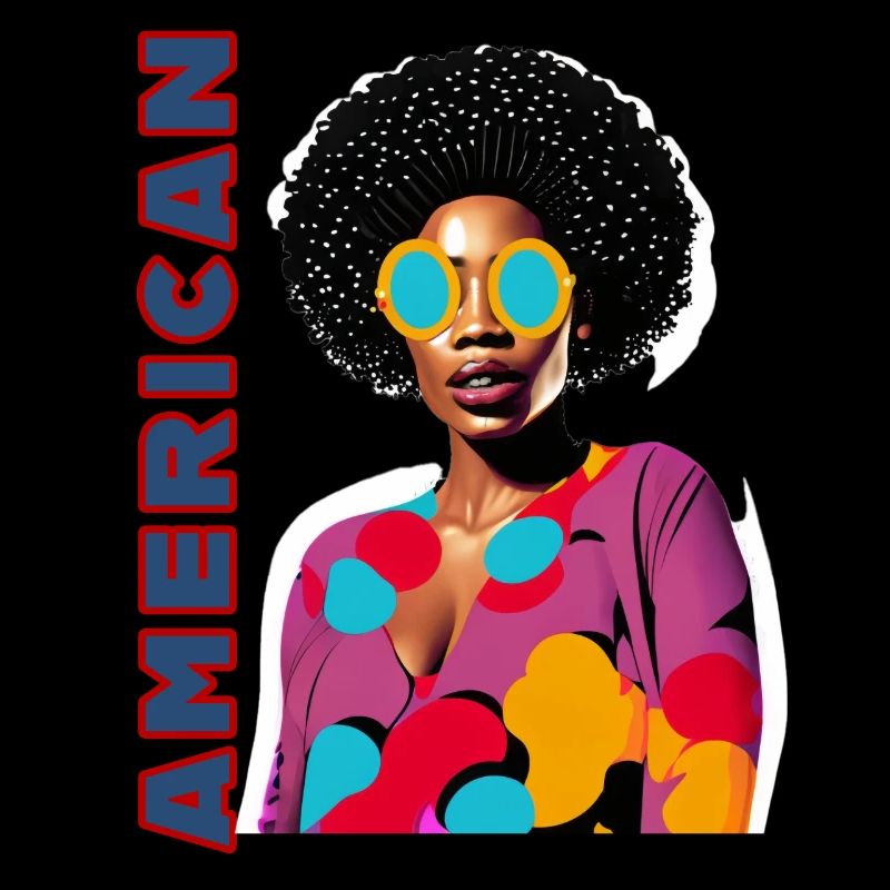 Femme noire avec lettrage américain