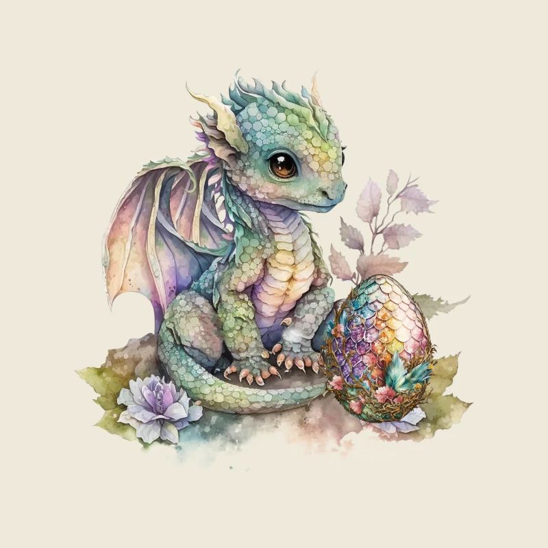 Fabuleux bébé dragon avec des fleurs