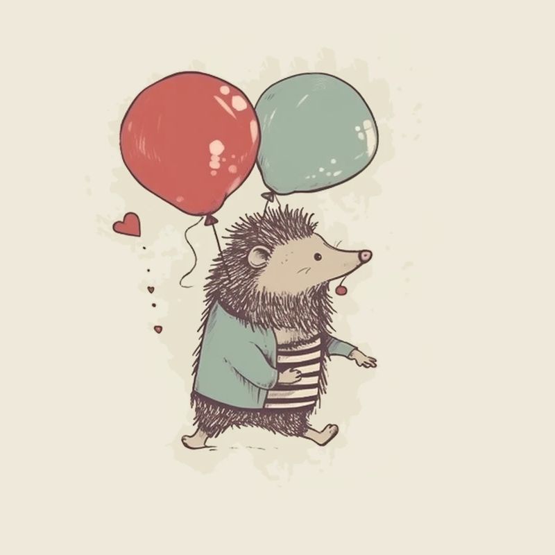 Igel mit Luftballons