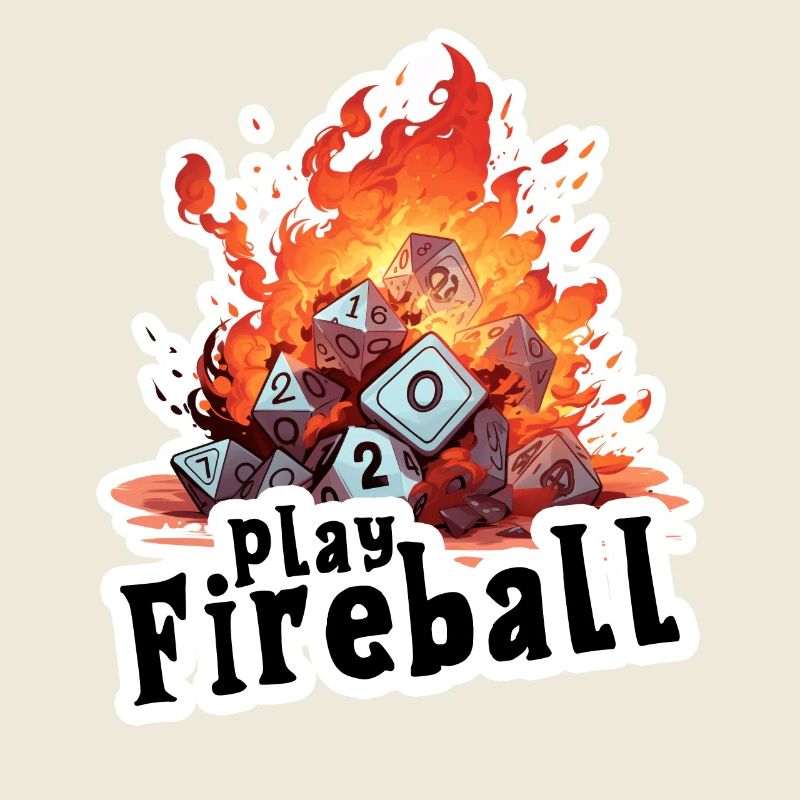 Exaggerated fireball with tons of dice