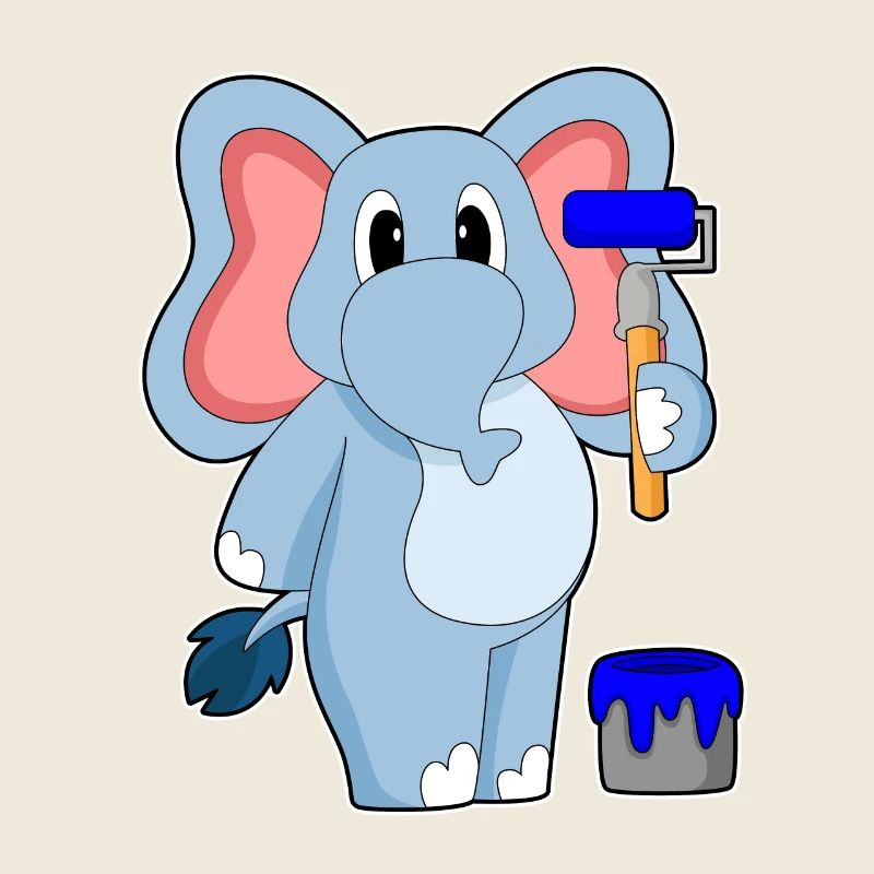 Elefant Maler Farbroller Malen