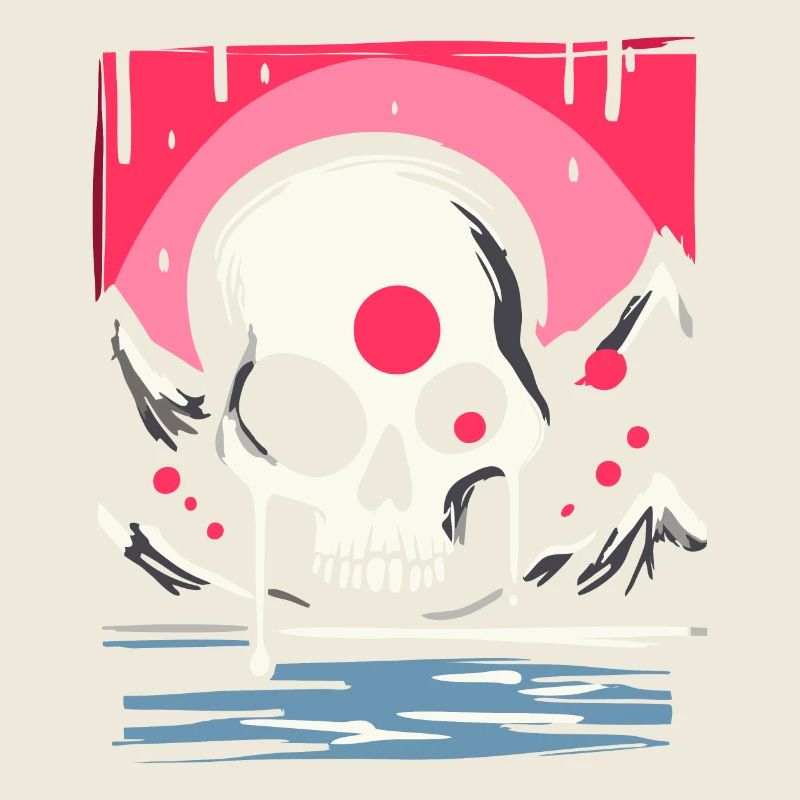 Japan's Red Sun: Pink Drops Skull