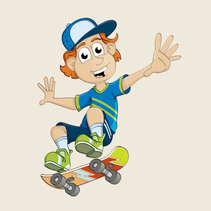 Zeichnung eines Jungen auf einem Skateboard