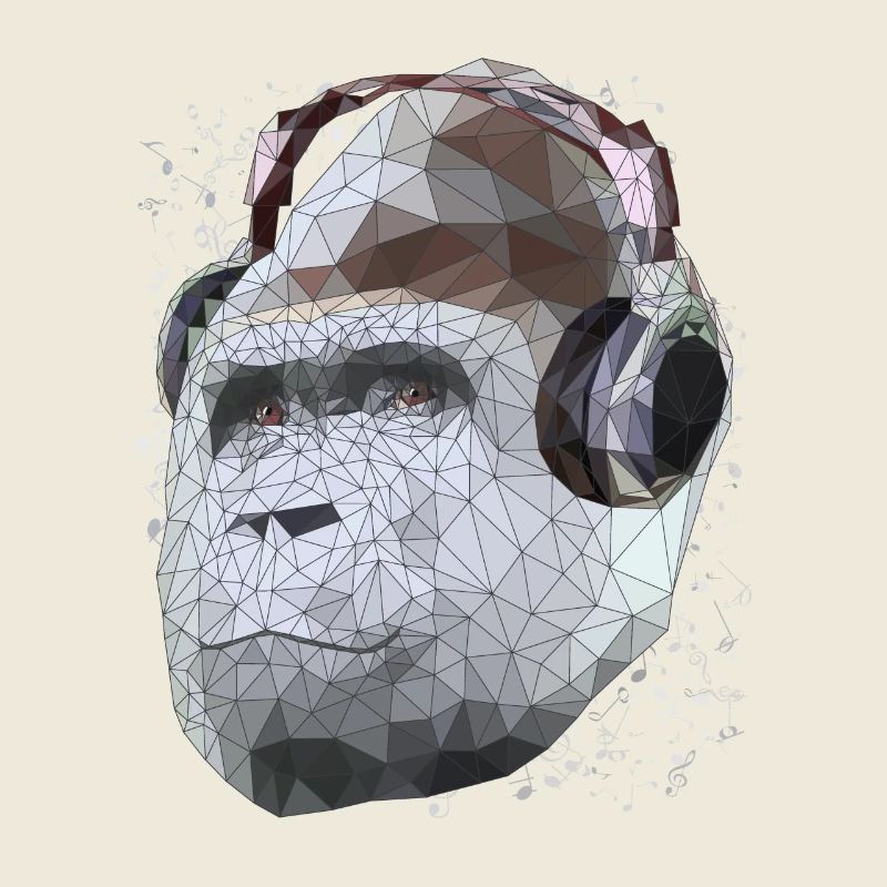 Gorille avec casque Low Poly Pop Art