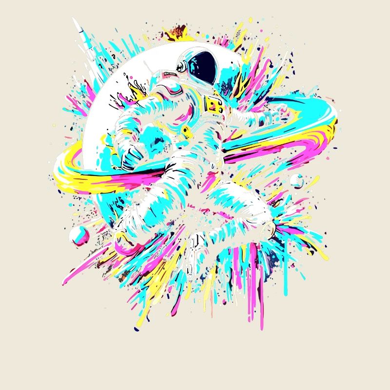 Astronaut bunte Farb Explosion Graffiti Weltraum