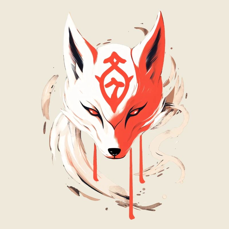 Kitsune Mask Japan Anime Kumiho Fox Samurai
