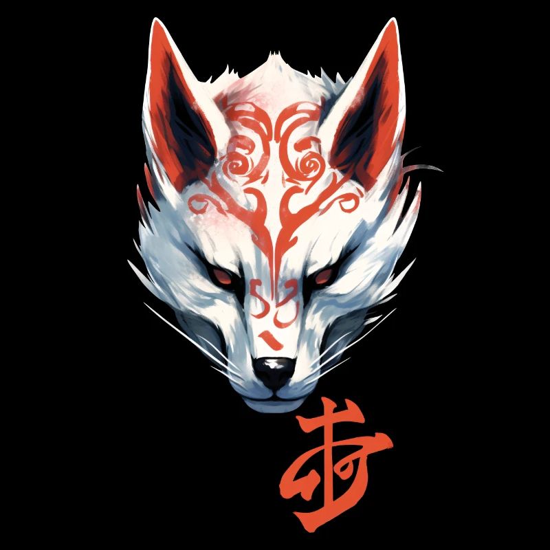 Anime Kitsune Fox Mask Kumiho Samurai Japan