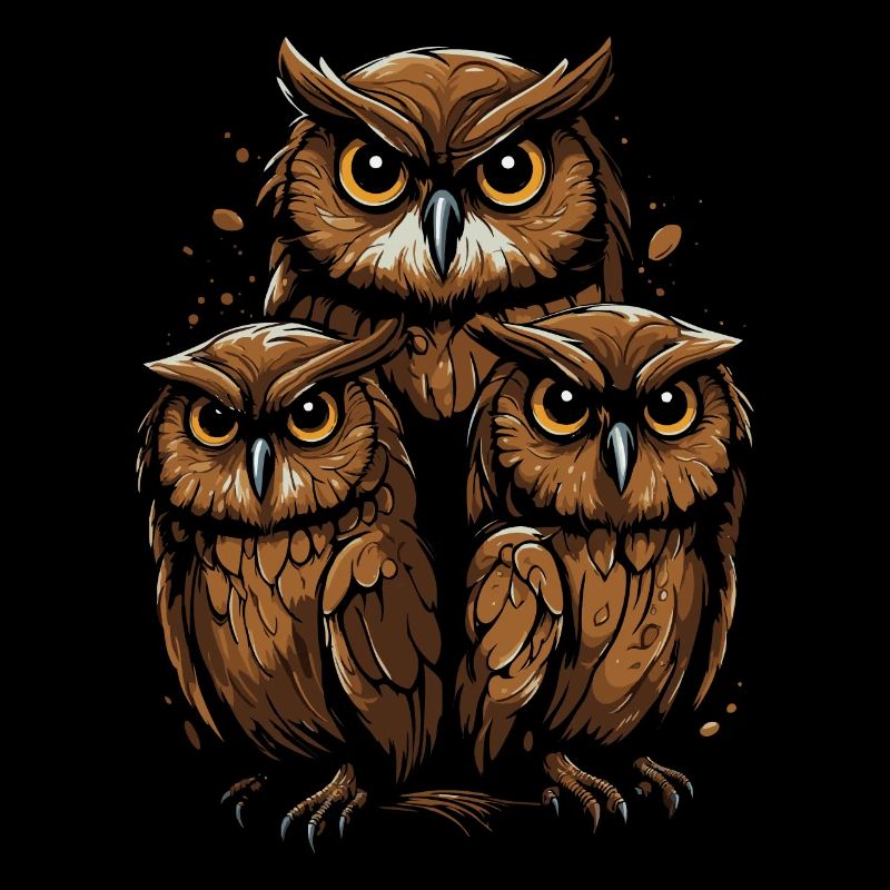 Drei Eulen, ein Blick