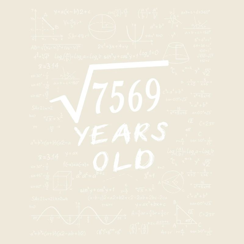 87e Anniversaire 87 ans Racine carrée de 7569 math