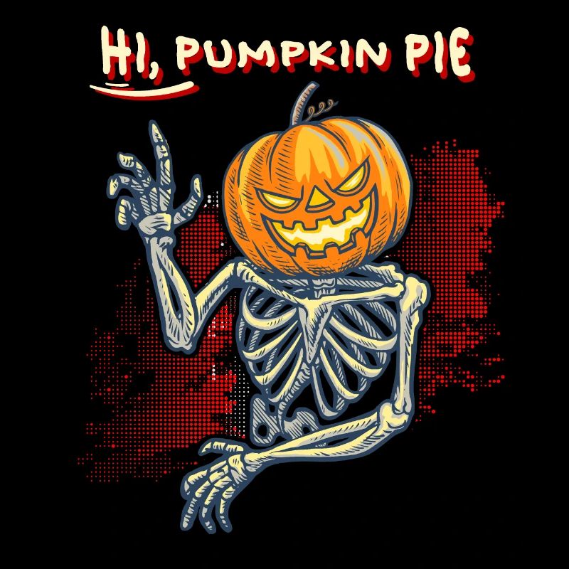 Funny pumpkin, skeleton and skull, saying