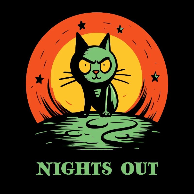 Dehors, la nuit, un chat