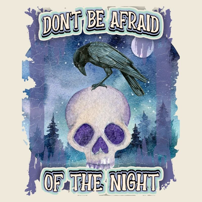 Skull with ravens, eerie night, saying