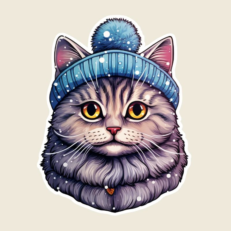 Cat with bobble hat