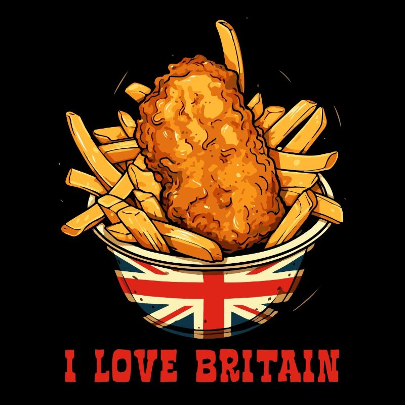 Fish and Chips und Ich liebe Großbritannien