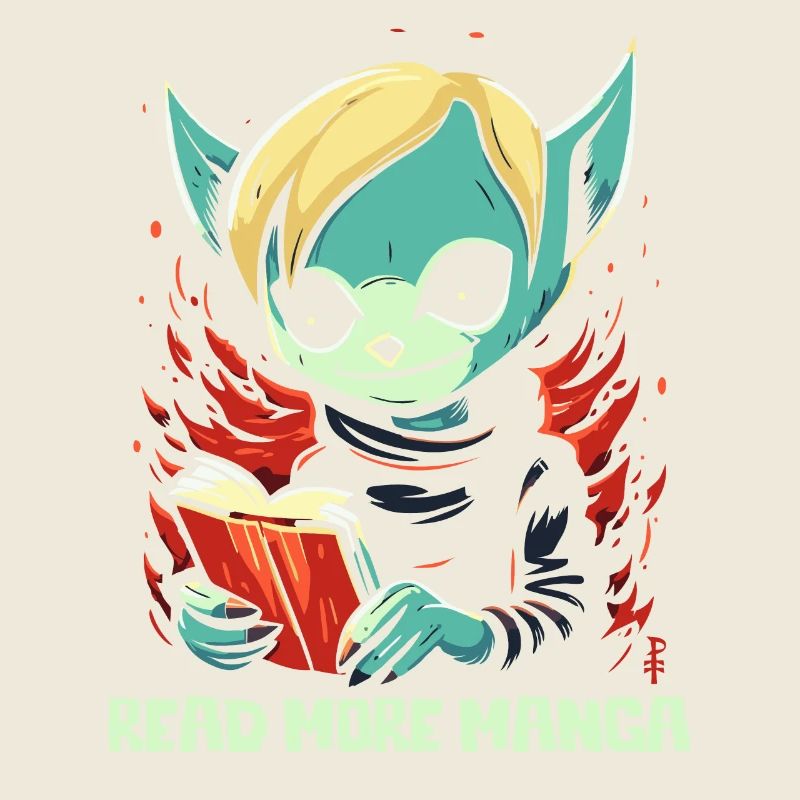 Anime Cartoon Creature With Book: Read More Manga