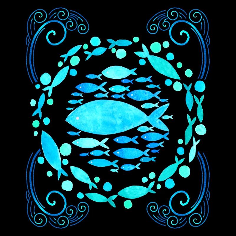 Mandala with Fish, Aesthetic Style, Fish Design