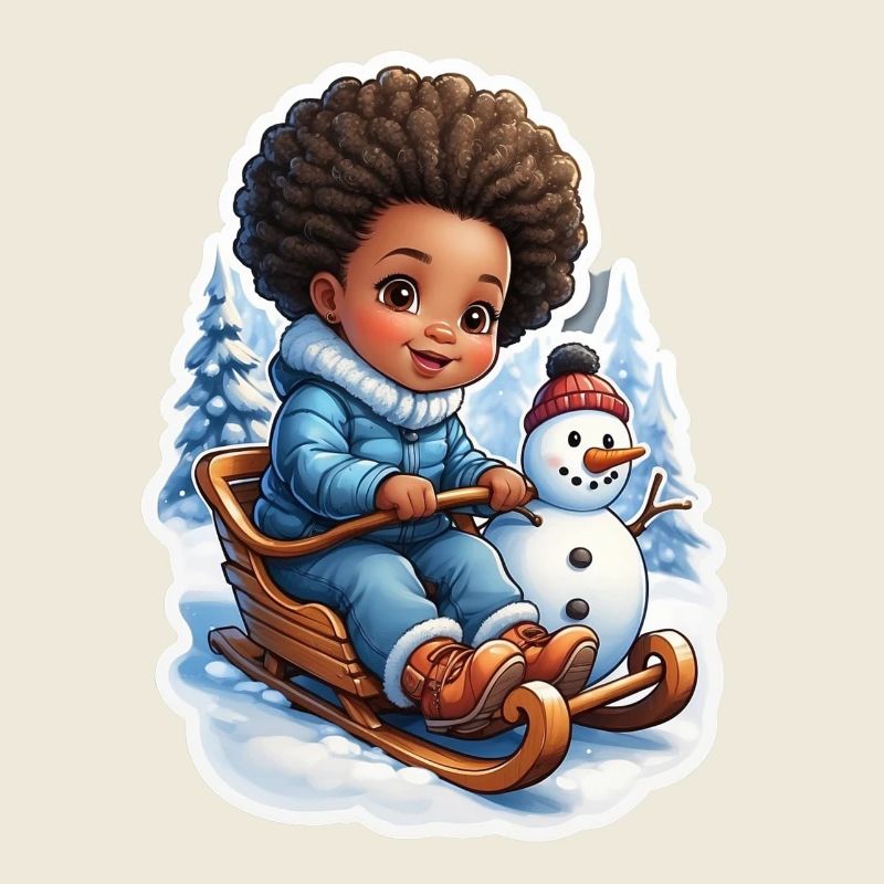 Winterspaß mit Schneemann und Schlitten