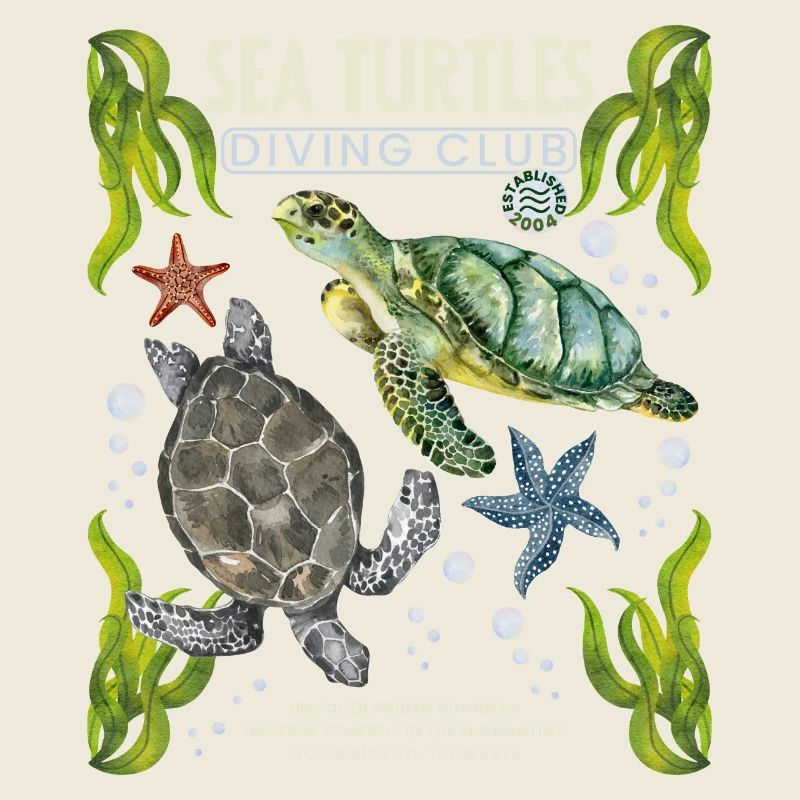 Ecole de plongée avec tortue de mer, tortues de mer