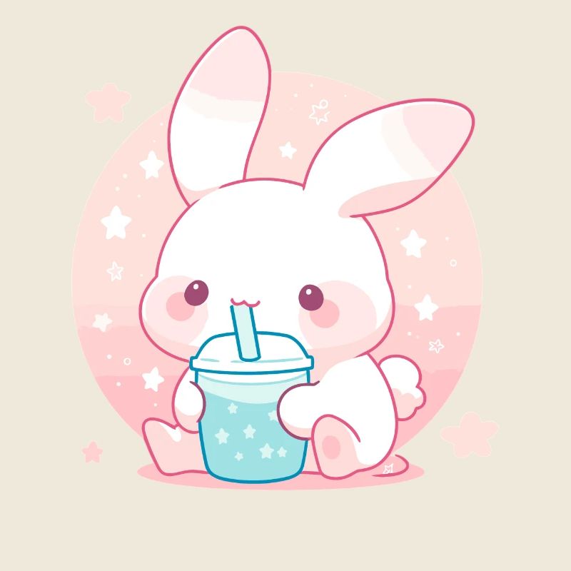 Kawaii Hase trinkt Boba Bubble Tea Chibi