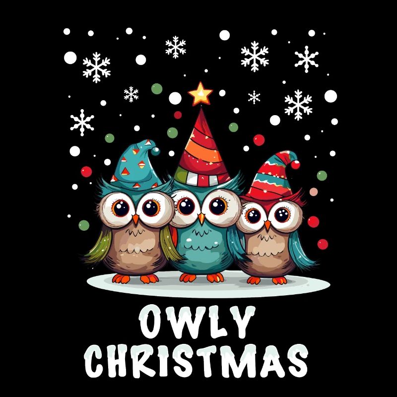 Cute Snow Owls Wish Merry Christmas