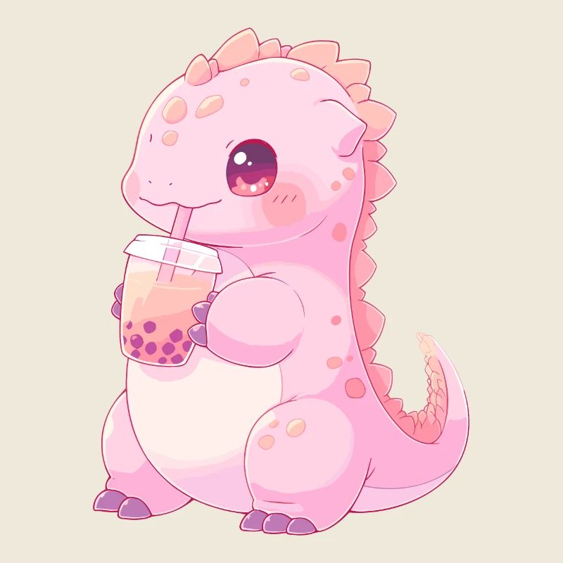 Kawaii Dinosaure Boissons Boba Bubble Tea Chibi