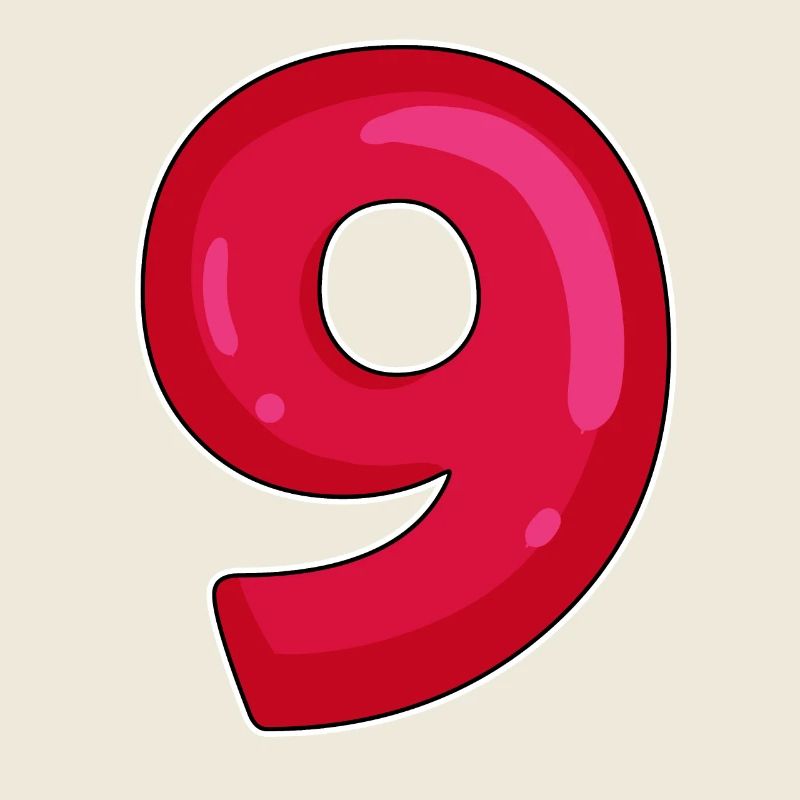 NEUN - 9 - Ziffer rot