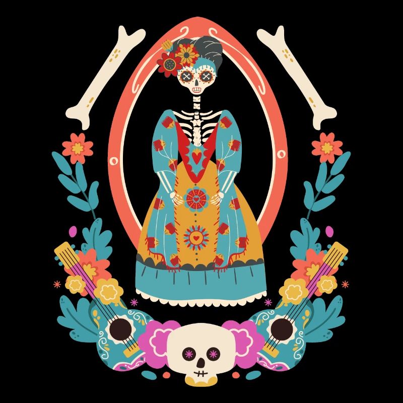La Catrina Mexico, Dia-de-los-Muertos, guitars
