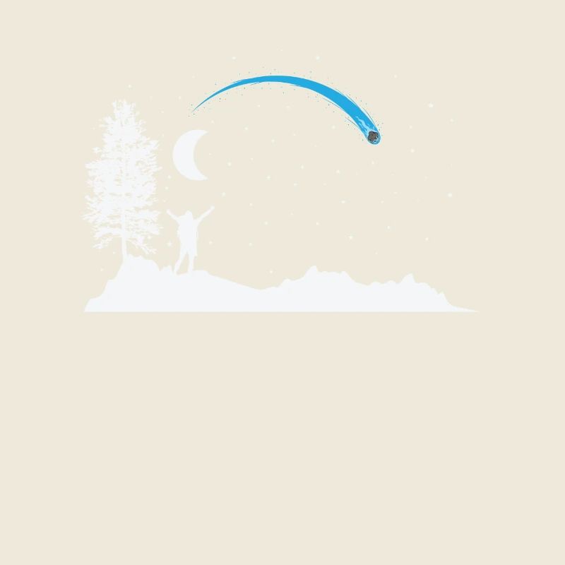 Shooting star with moon in the sky